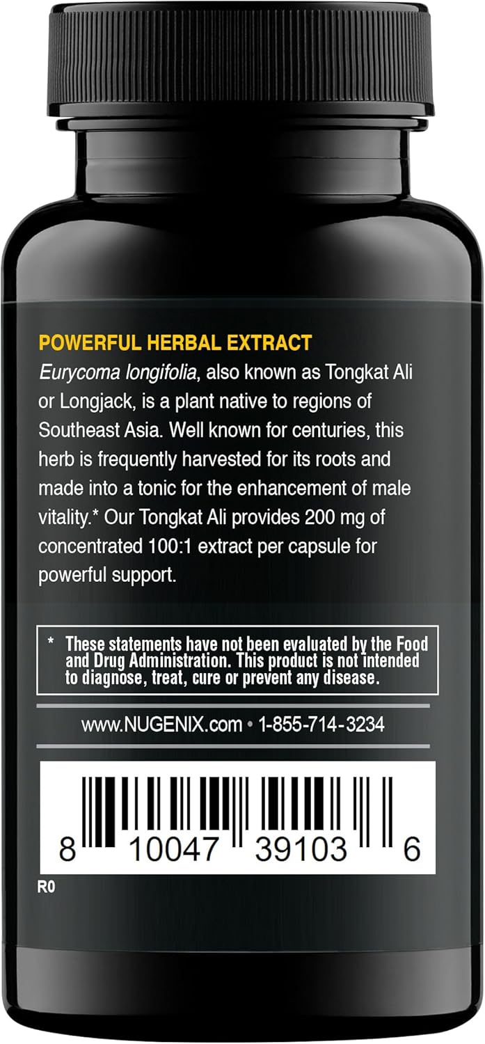 Nugenix Essentials Tongkat Ali for Men, Support for Men's Health, Longjack Eurycoma Longifolia Extract, 60 Count