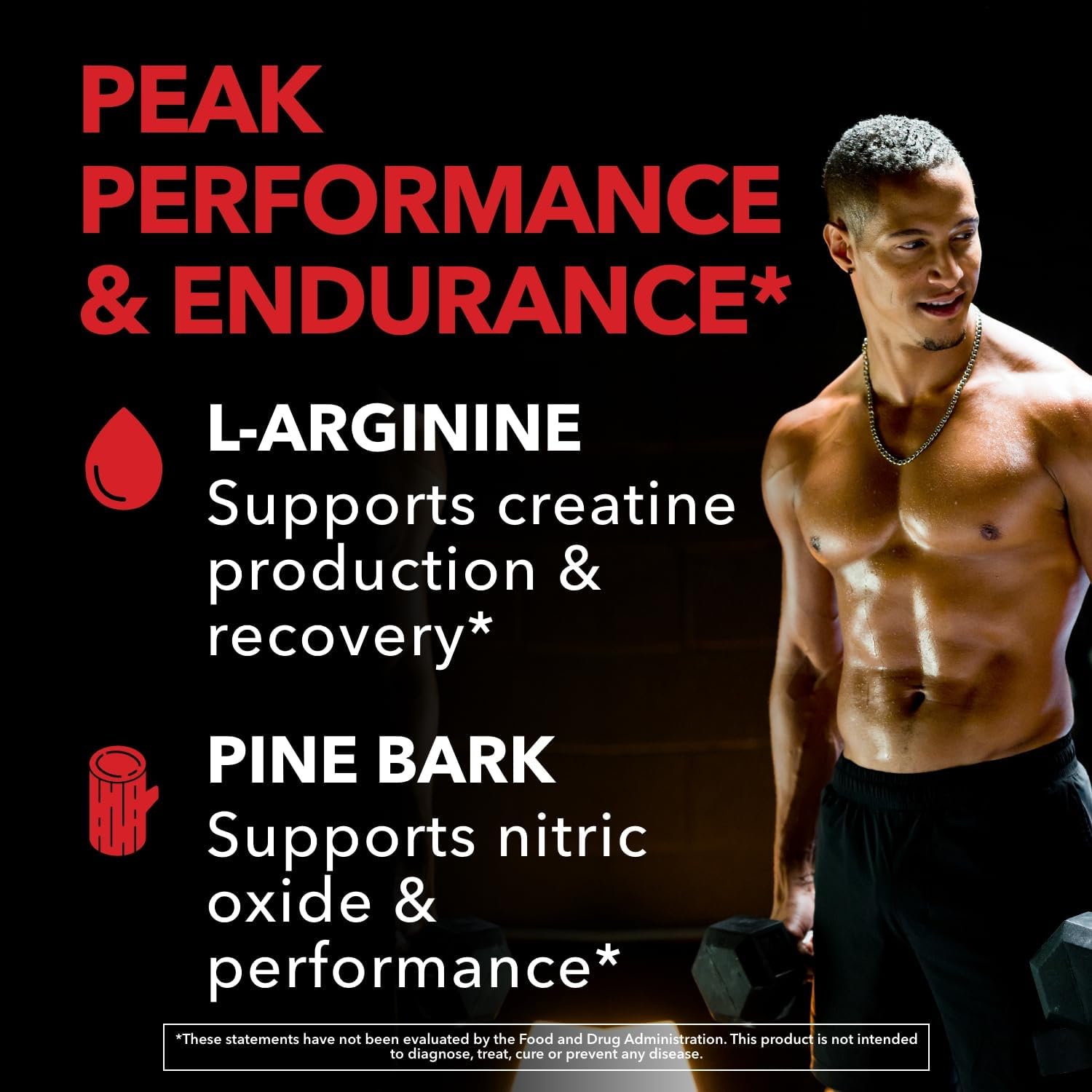 L-Arginine 1800mg and Pine Bark Extract 100mg - Nitric Oxide Supplement for Men - Performance Supplement for Men's Health - 90 Count - Endurance, Recovery Support - Vegan, Non-GMO Capsules