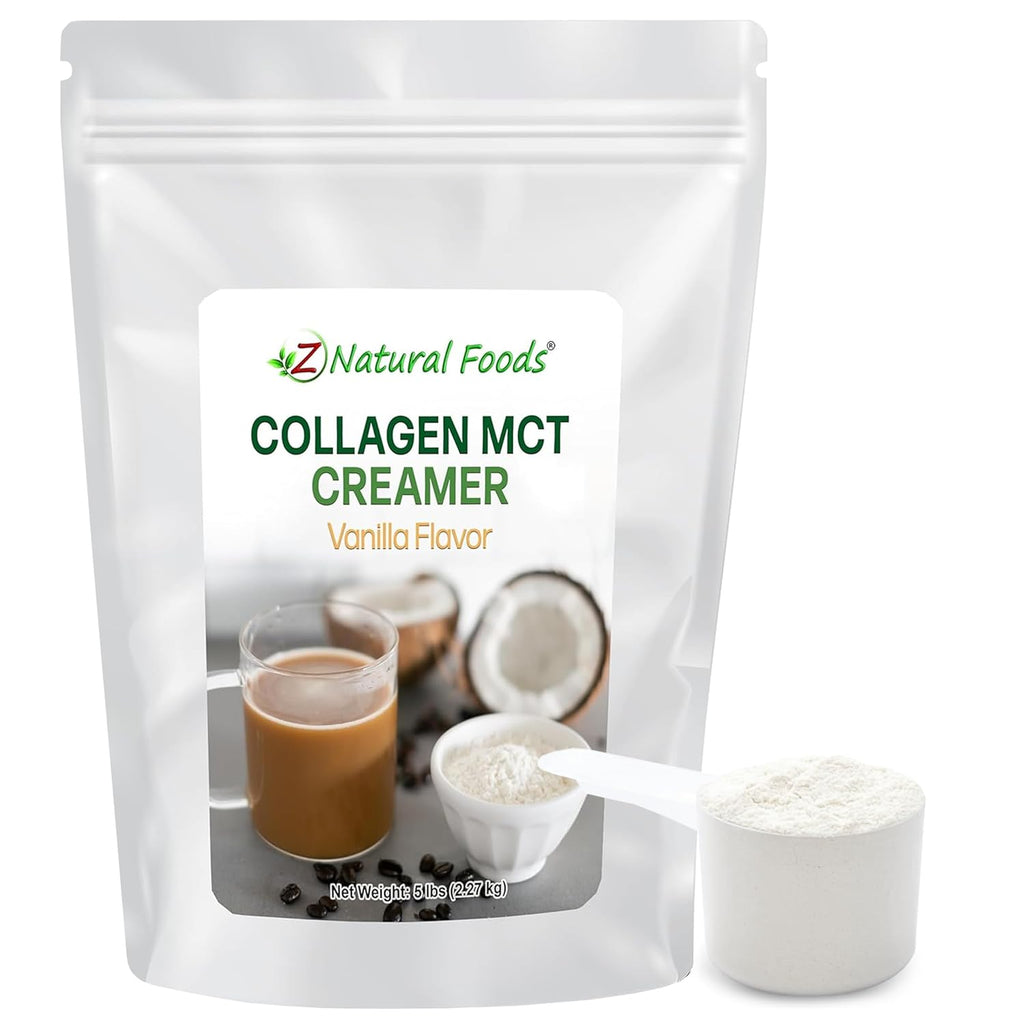Z Natural Foods Collagen MCT Oil Creamer - Pure MCT Creamer Powder with Collagen Peptides - Collagen Creamer for Coffee, Tea & Culinary Use - Healthy Creamer, Keto & Paleo Friendly, Vanilla, 5 lb
