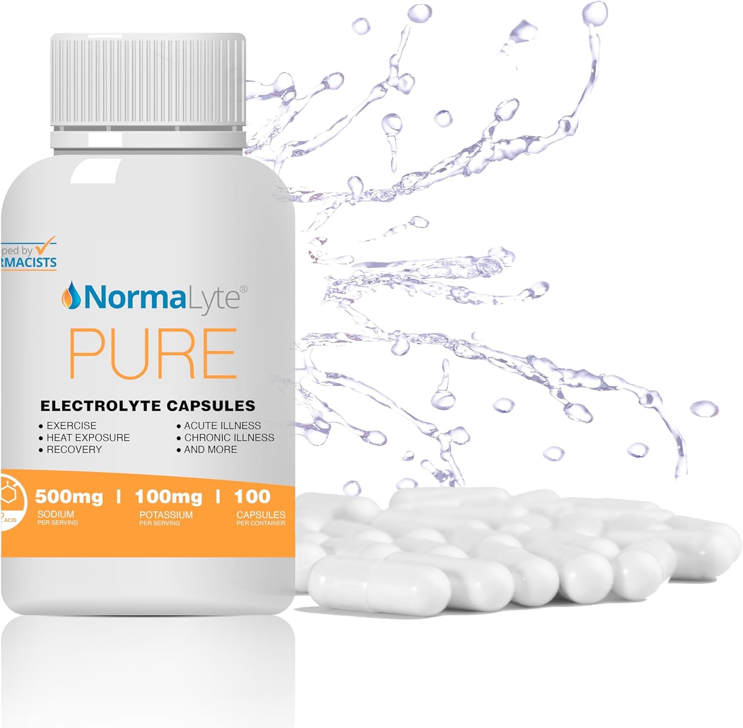 NormaLyte Electrolyte Capsules - Replenish Electrolytes for Peak Performance - Hydration Salt Pills with Essential Minerals for Energy Boost, and Muscle Recovery - 100ct/Bottle