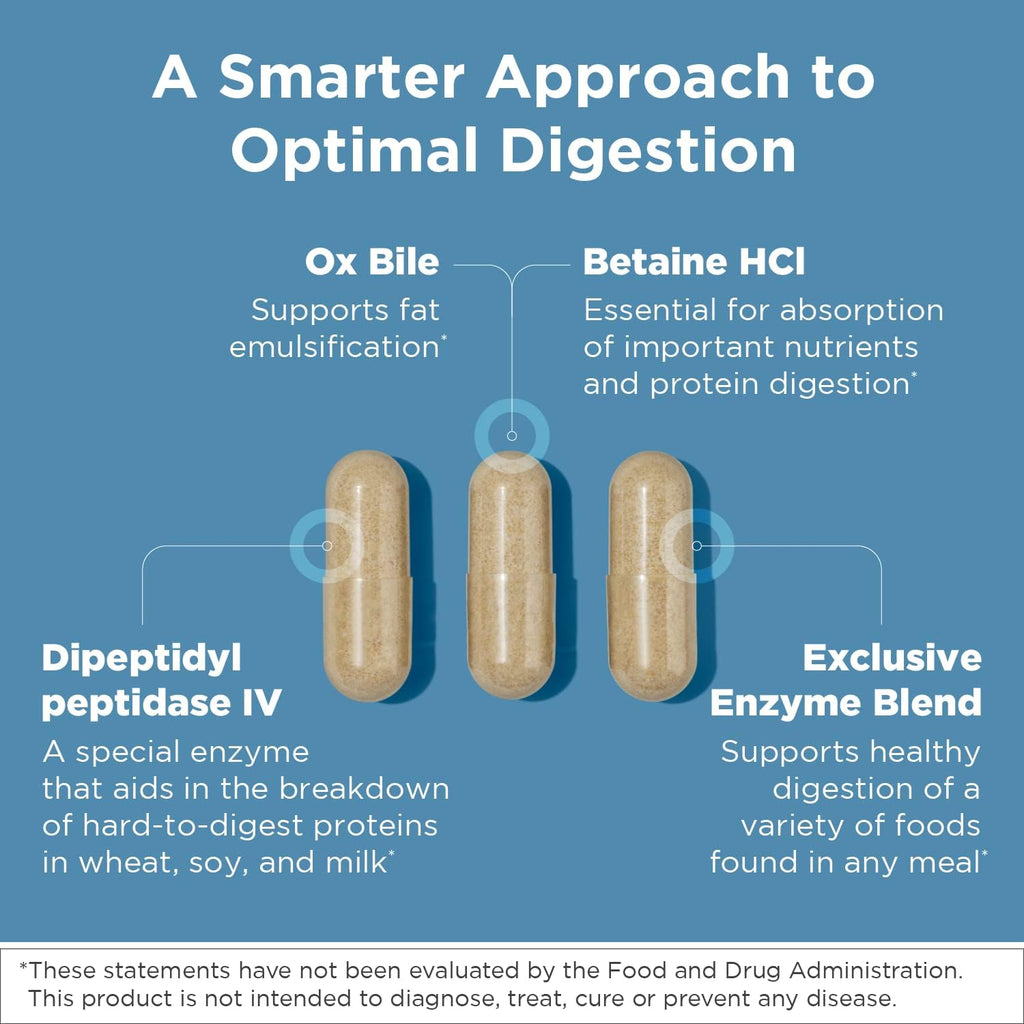 Designs for Health Digestzymes - Digestive Enzymes + Betaine Hydrochloride for Gas & Bloating Relief - Pepsin, Ox Bile, Lactase Enzyme & Lipase Enzymes for Digestion (90 Capsules)