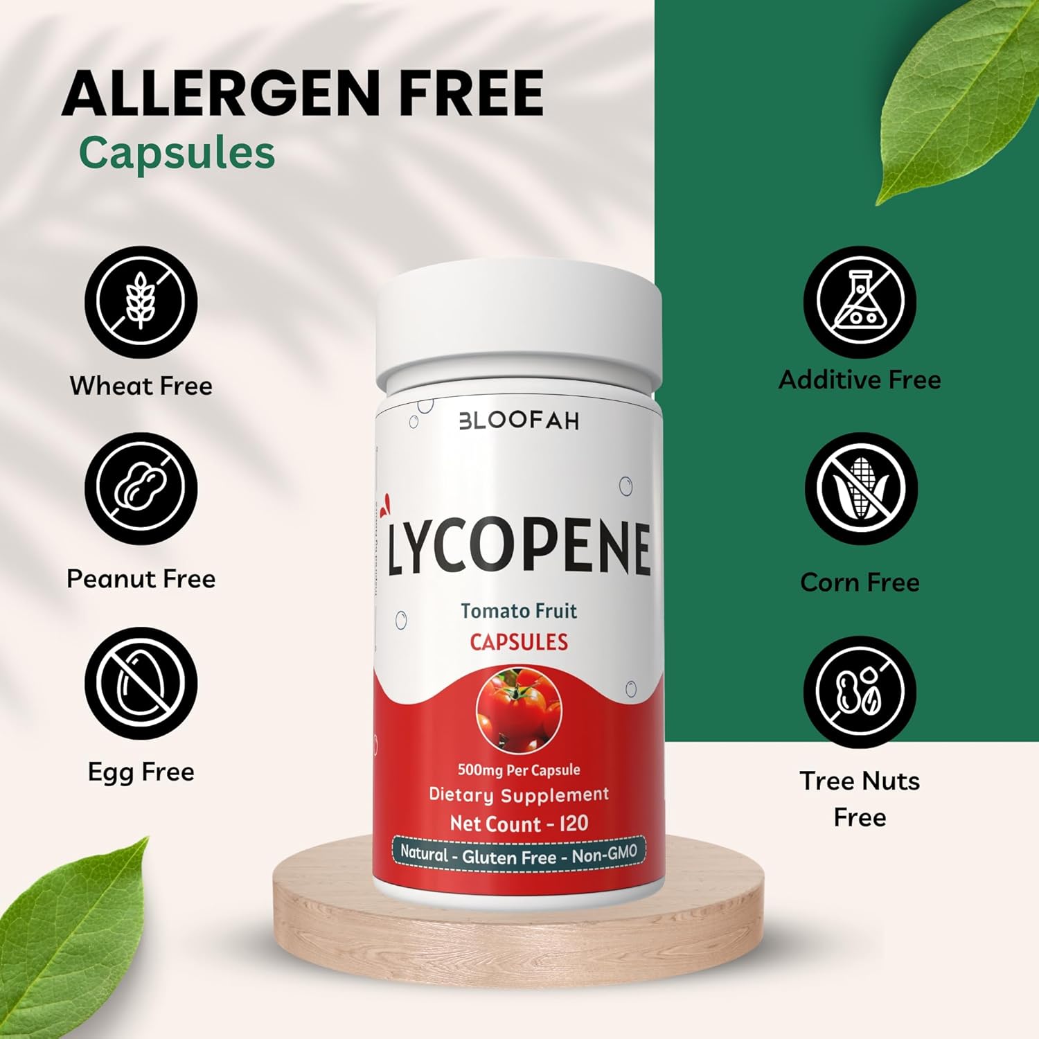 Tomato Powder Capsules 500mg (Lycopene) - 120 Count | Natural Carotenoid Supplement for Health and Wellness Support | Plant Based, Gluten Free & Non-GMO Formula
