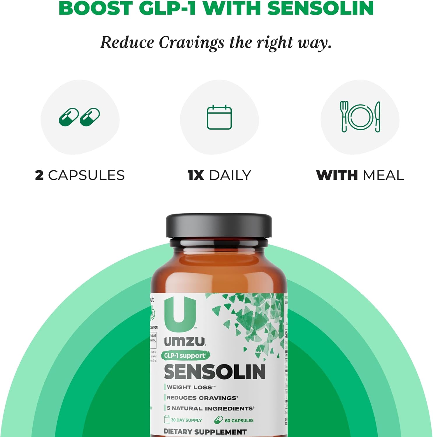 UMZU Sensolin GLP-1 Metabolic Support Supplement, Boost GLP-1 Production, Reduce Food Noise, Balance Mood, Clinically Advanced Berberine, Ceylon Cinnamon, Chromium (60 Capsule | 30 Day Supply)