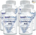 Research Verified® Thyroid Aid - Optimal Thyroid Function with Iodine, Copper & Zinc - 260 mcg Selenium - 100% Pure - Vegan Friendly - 60 Capsules Per Bottle - 6 Bottles