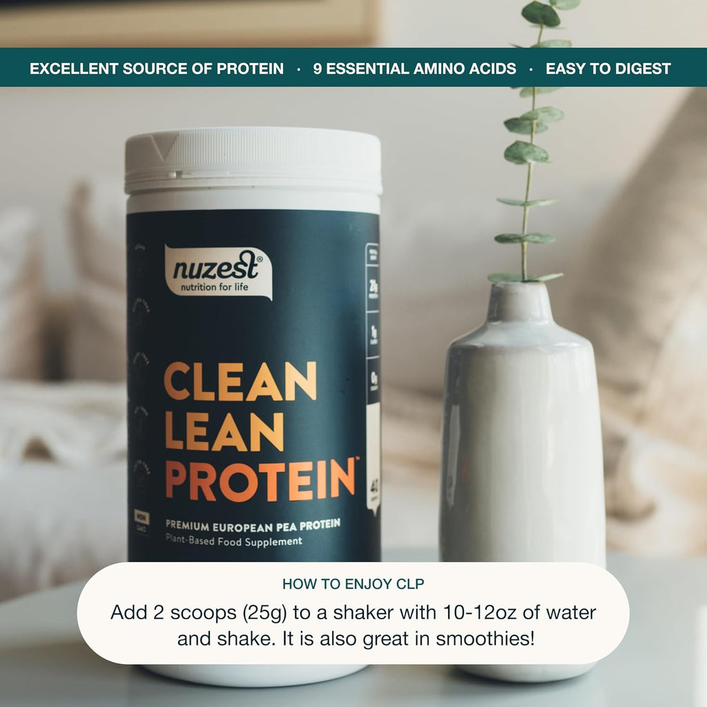 Nuzest - Pea Protein Powder - Clean Lean Protein, Premium Vegan Plant Based Protein Powder, Dairy Free, Gluten Free, GMO Free, Protein Shake, Just Natural (UNFLAVORED), 40 Servings, 2.2 lb