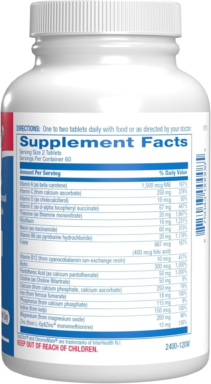 30-in-1 Adult Multivitamin with Iron - Antioxidant Rich Over 50 Multivitamin for Women and Men with Vitamins A C D E B Complex Zinc Magnesium Myo Inositol Citrus Bioflavonoids & More - 2 Month Supply
