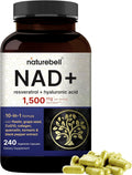 NatureBell NAD+ 1,500mg Per Serving, 240 Veggie Capsules | NMN Supplement Alternative | 10-in-1 Complex with Resveratrol Plus Hyaluronic Acid, Quercetin, Fisetin, Collagen, & More – Non-GMO