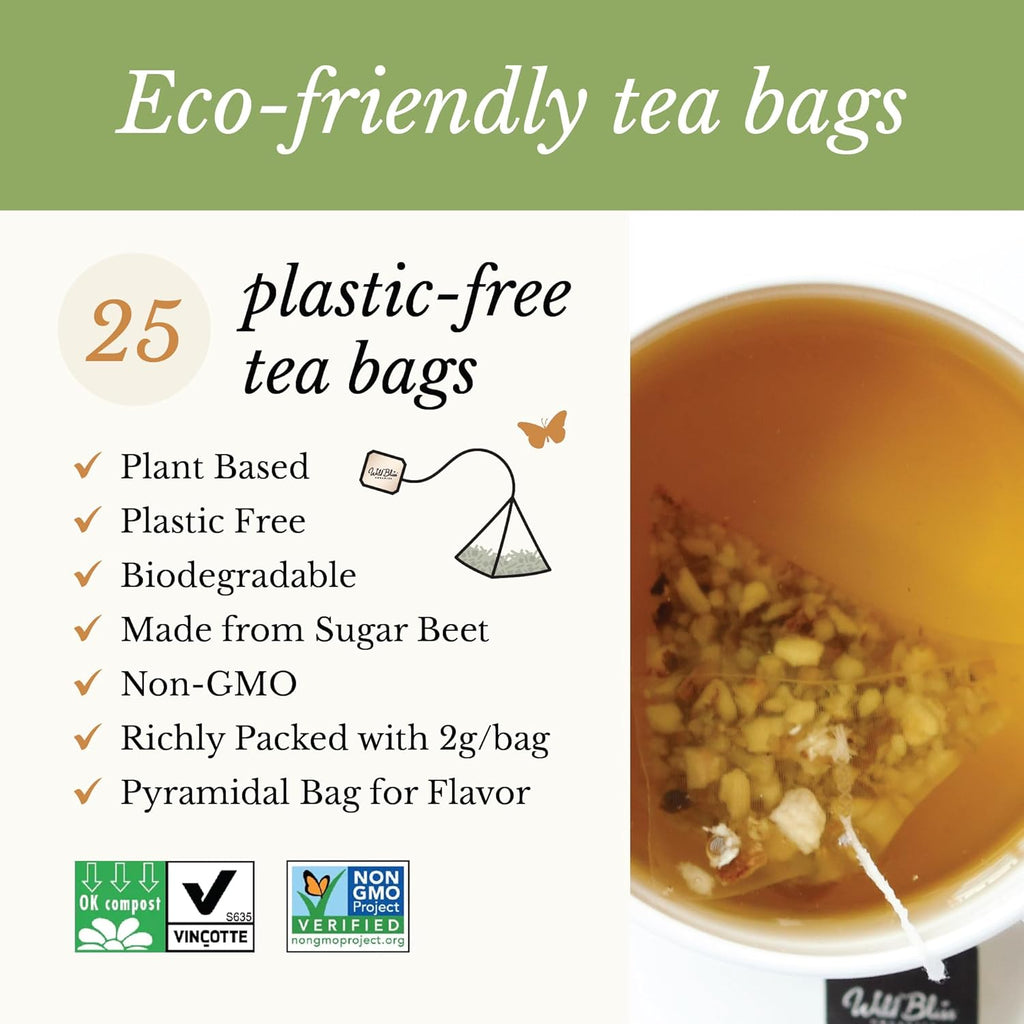 Wild Bliss Organic Wild Raw Dandelion Root Tea - Pharmacopoeia Quality Caffeine Free Herbal Detox Support - 25 Plant Based Tea Bags
