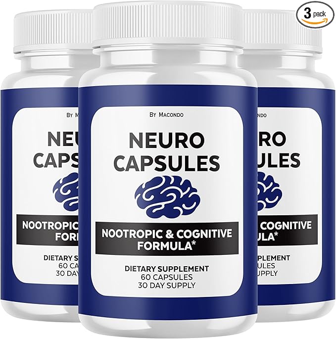 (3 Pack) Neuro Capsules - Official NeuroCapsules Brain Health and Memory Support Advanced Formula, Daily Premium Focus for Overall Health & Wellness - 180 Capsules for 3 Months