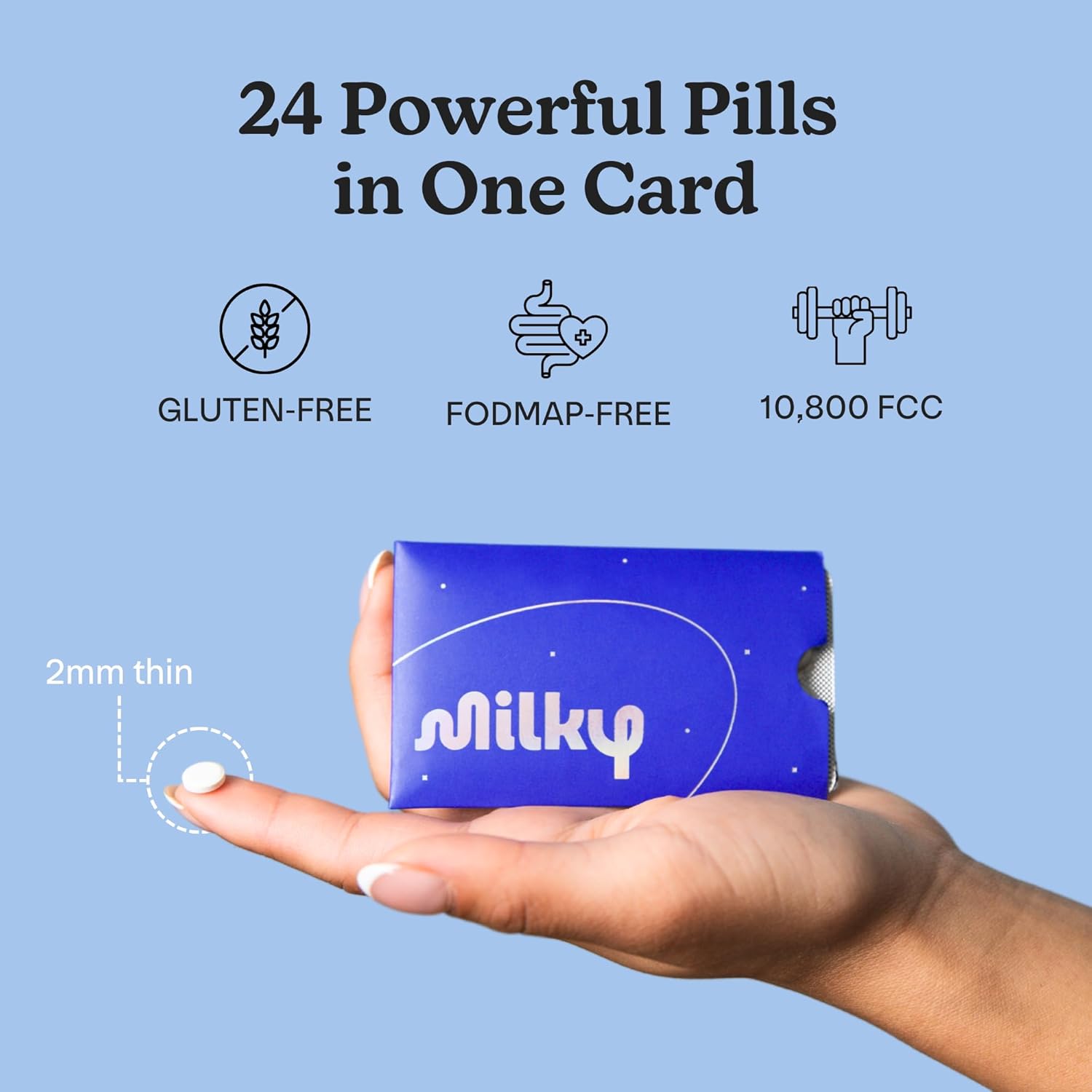 Milky Lactose Intolerance Pills - 10,800 FCC - Dairy Relief for Lactose Intolerance - Lactase Enzyme Tablets - Portable Credit Card Sleeves - Bloating & Gas Relief (192 Count Cosmic Black)