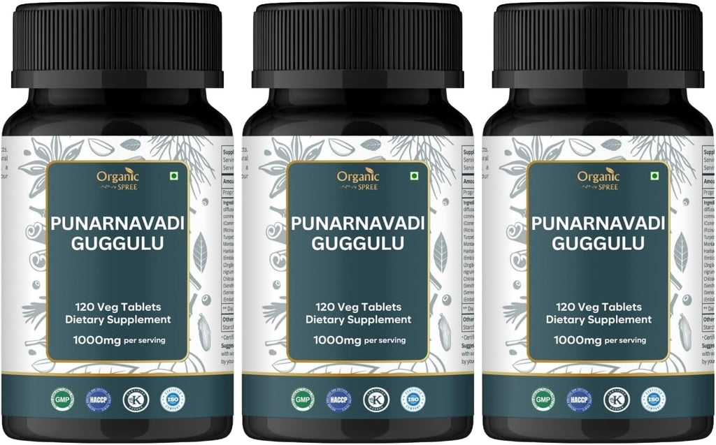 Punarnavadi Guggulu 120 Tablets - Supports Kidney Function* - Ayurvedic Formulation - Certified and Vegetarian (3)