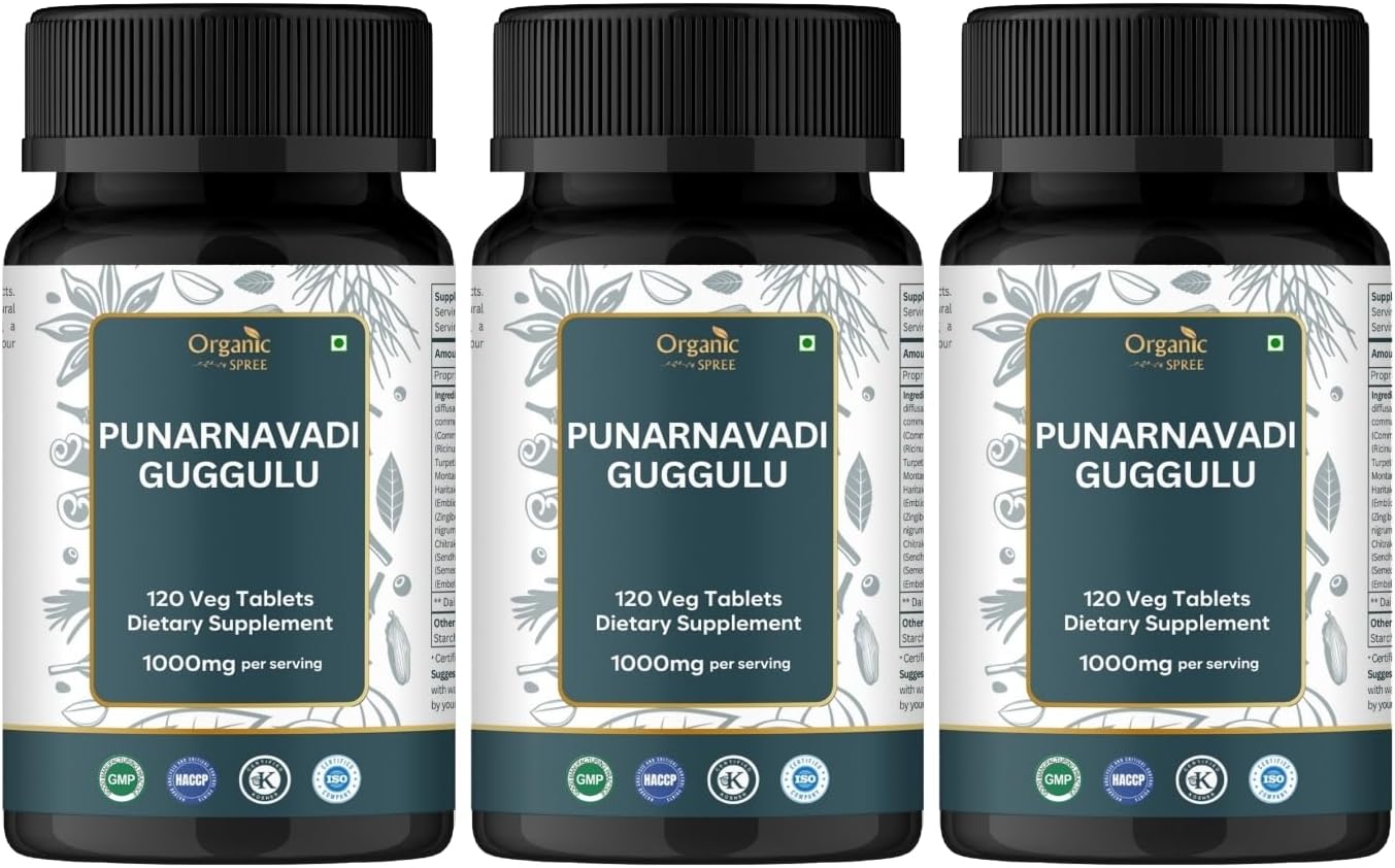 Punarnavadi Guggulu 120 Tablets - Supports Kidney Function* - Ayurvedic Formulation - Certified and Vegetarian (3)