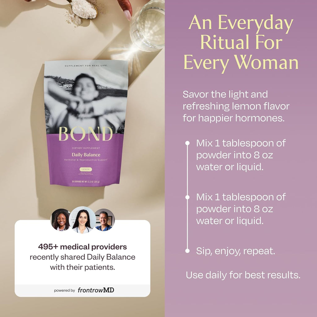 BOND Hormone Balance for Women - Daily Balance Multivitamin Drink w/Prenatal Vitamins for Hormone Harmony, Nutrient Levels, Mood - Folate, B6, B12, Probiotics, Inositol - Womens Multivitamin, 30 ct