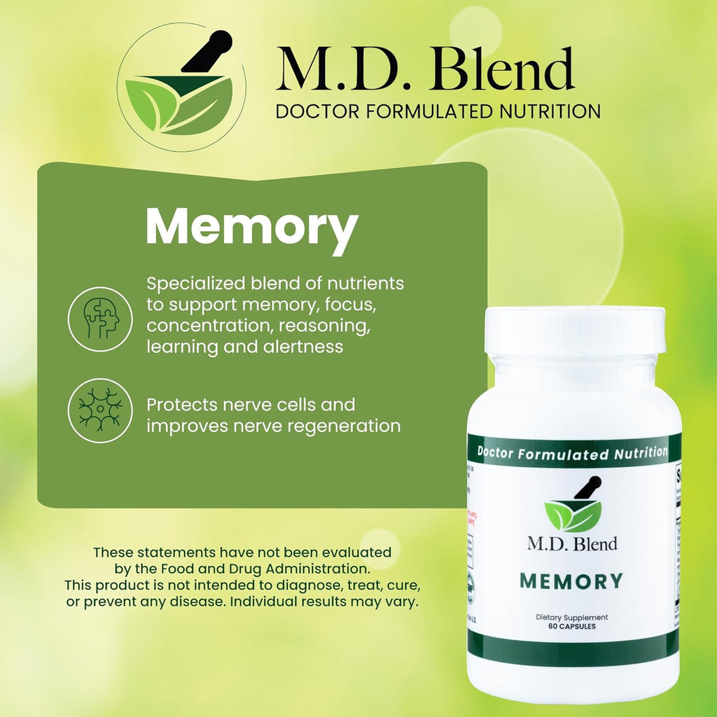 Memory - Natural Blend - Expert Formulated Supplement for Cognitive Wellness, Memory, & Neural Function - Premium L-Tyrosine, Phosphatidylserine, Bacopa Monnieri - 30 Capsules 1 Pack