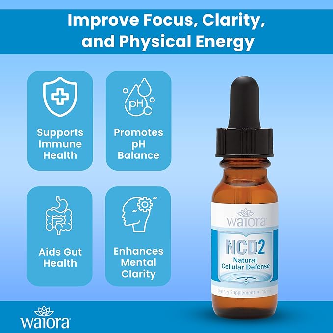 NCD2 Liquid Mineral Supplement, Advanced Cellular Support Formula, Daily Digestive & Detox, Immune, pH Balance, Cleansing; Easy-to-Use Drops (One .5 oz Bottle, 90 serv.) by Waiora
