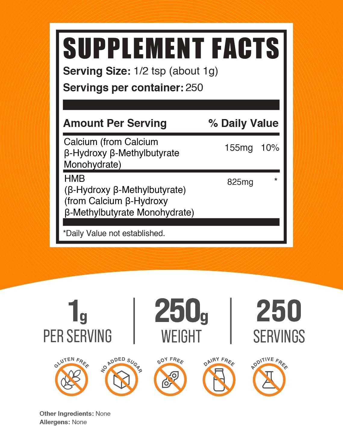 BulkSupplements.com HMB Powder - as Calcium HMB, Beta-Hydroxy Beta-Methylbutyrate - HMB Powder Supplements, Gluten Free - 1g per Serving, 250g (8.8 oz) (Pack of 1)