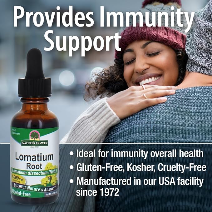 Nature’s Answer Lomatium Root Extract Lomatium Dissectum - Natural Herbal Supplement - Gluten Alcohol-Free - Ideal for Immunity Overall Health Wellbeing – 1000mg (1 FL Oz)
