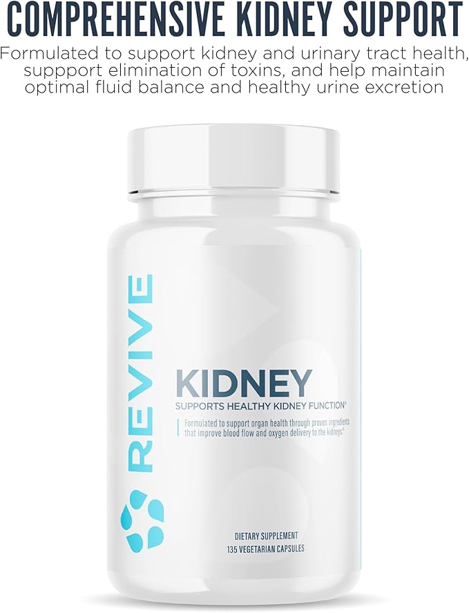Revive MD Kidney Support Supplement for Men & Women – Kidney Cleanse & Detox Capsules for Overall Health & Function – Vegan-Friendly, Gluten-Free & Soy-Free (135 Vegetarian Capsules, 45 Servings)