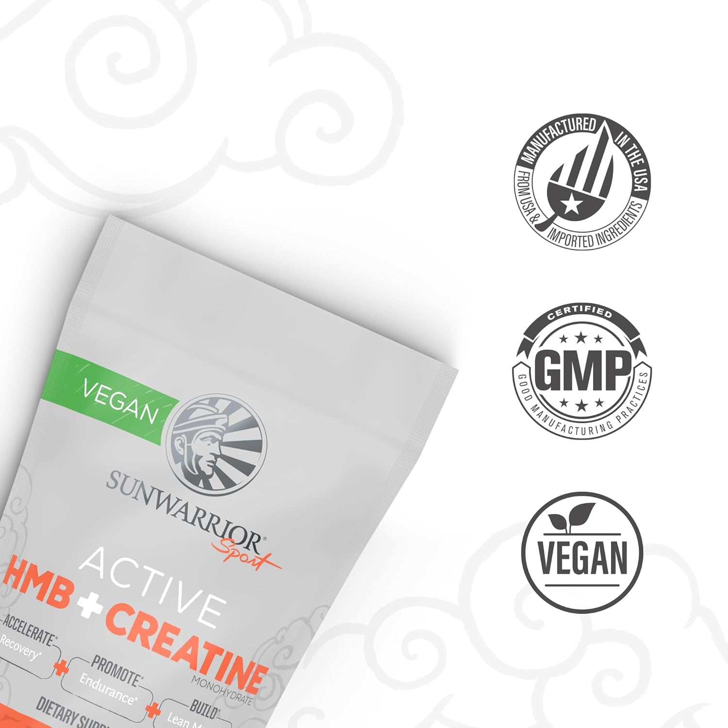 Sunwarrior HMB + Creatine Monohydrate Powder Micronized PreWorkout Leucine Recovery Supplement for Men & Women 240g Pouch | Unflavored 30 Servings