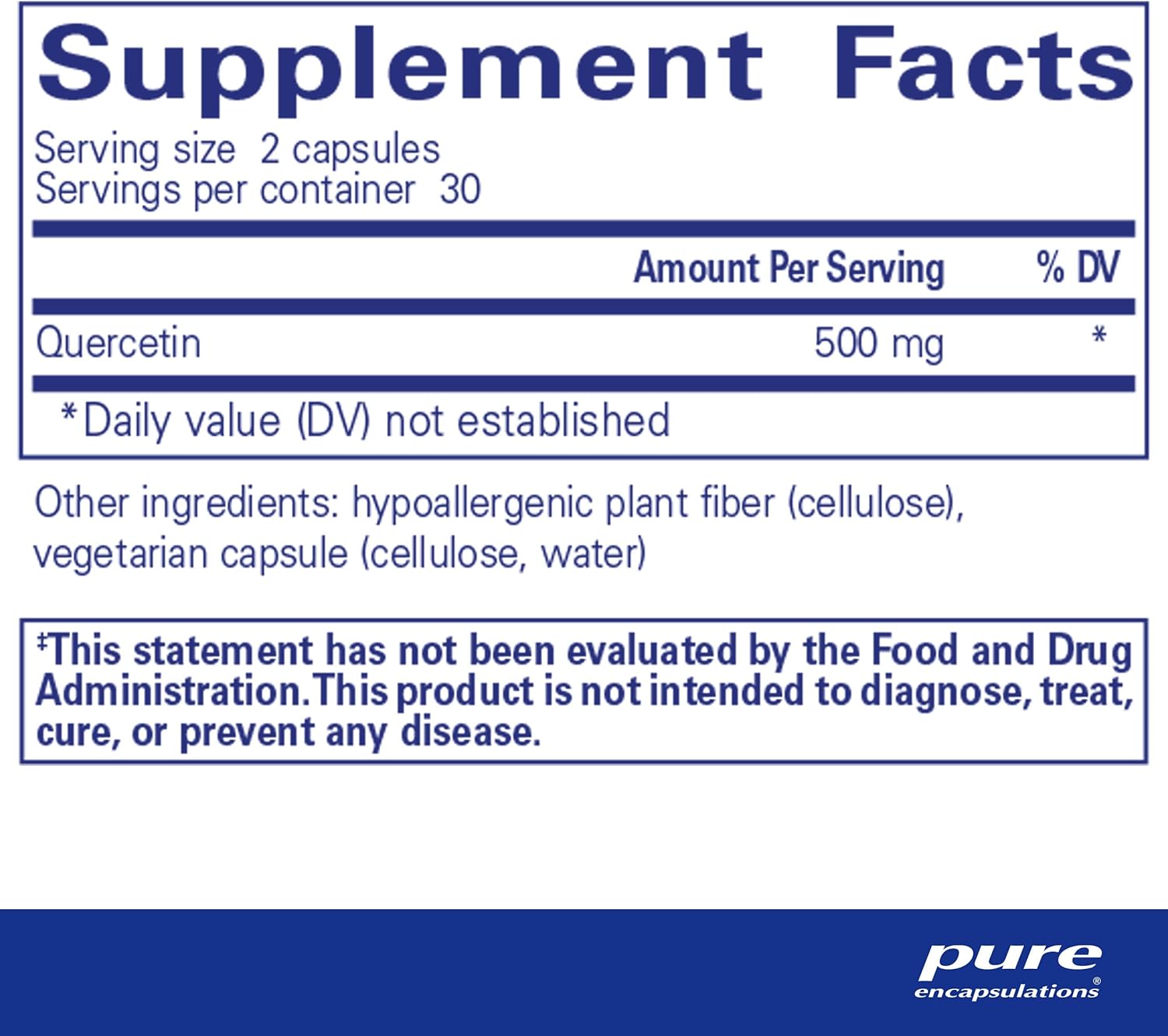 Pure Encapsulations Quercetin - 500 mg - Immune Support, Cellular Health & Heart Health - Antioxidant Supplement - Gluten Free & Non-GMO - 60 Capsules