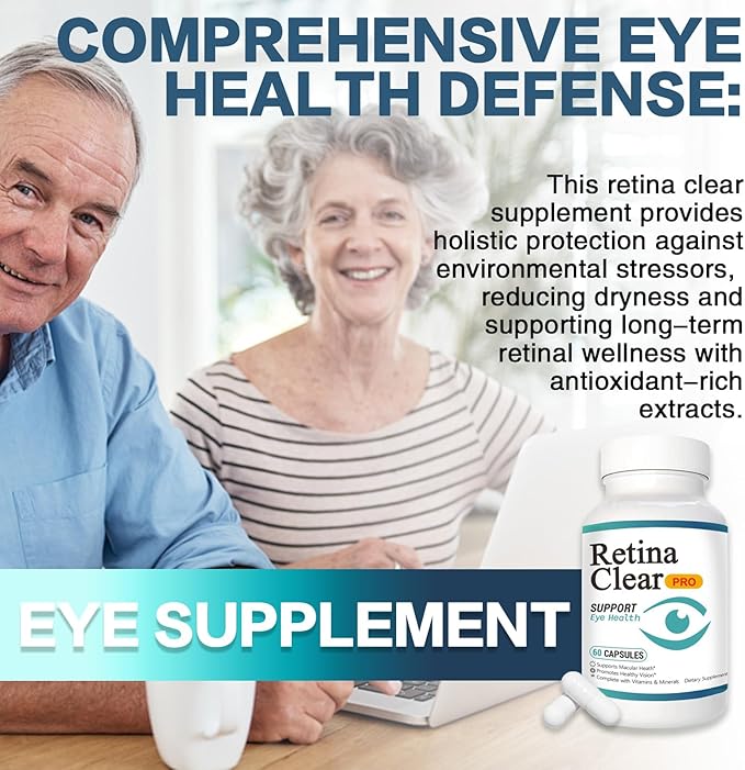 Retina Clear Pro Eye Health Support Supplement, with Minerals and Vitamins, Lutein and Bilberry Extract Supports Visual Clarity, Eye Fatigue Relief & Focus（2PCS