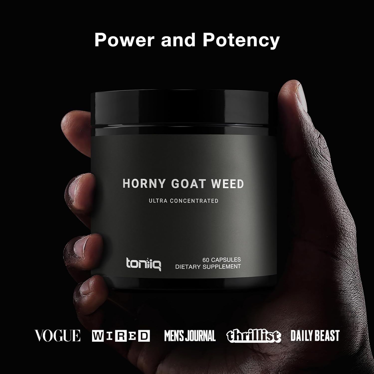 Super Strength Horny Goat Weed for Men & Women 60,000mg - Epimedium sagittatum - 40% Icariins - 60: 1 Concentrated Extract from 1000mg Formula - 3P tested - Premium hornygoatweed for Men - 60 Caps