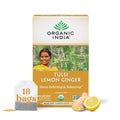 ORGANIC INDIA Tulsi Lemon Ginger Tea Bags - Herbal Tea, Stress Relieving & Reviving, Immune Support, Aids Digestion, Vegan, USDA Certified Organic, Non-GMO, Caffeine-Free - 18 Infusion Bags, 1 Pack