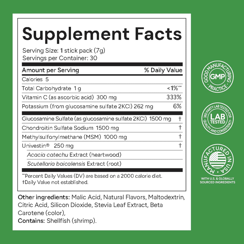 Univera RegeniCARE, Glucosamine, Chondroitin, MSM, Univestin, Joint Health, Joint Support, Easy to Carry (30-Day Supply, 7g x 30 Individual Packets)