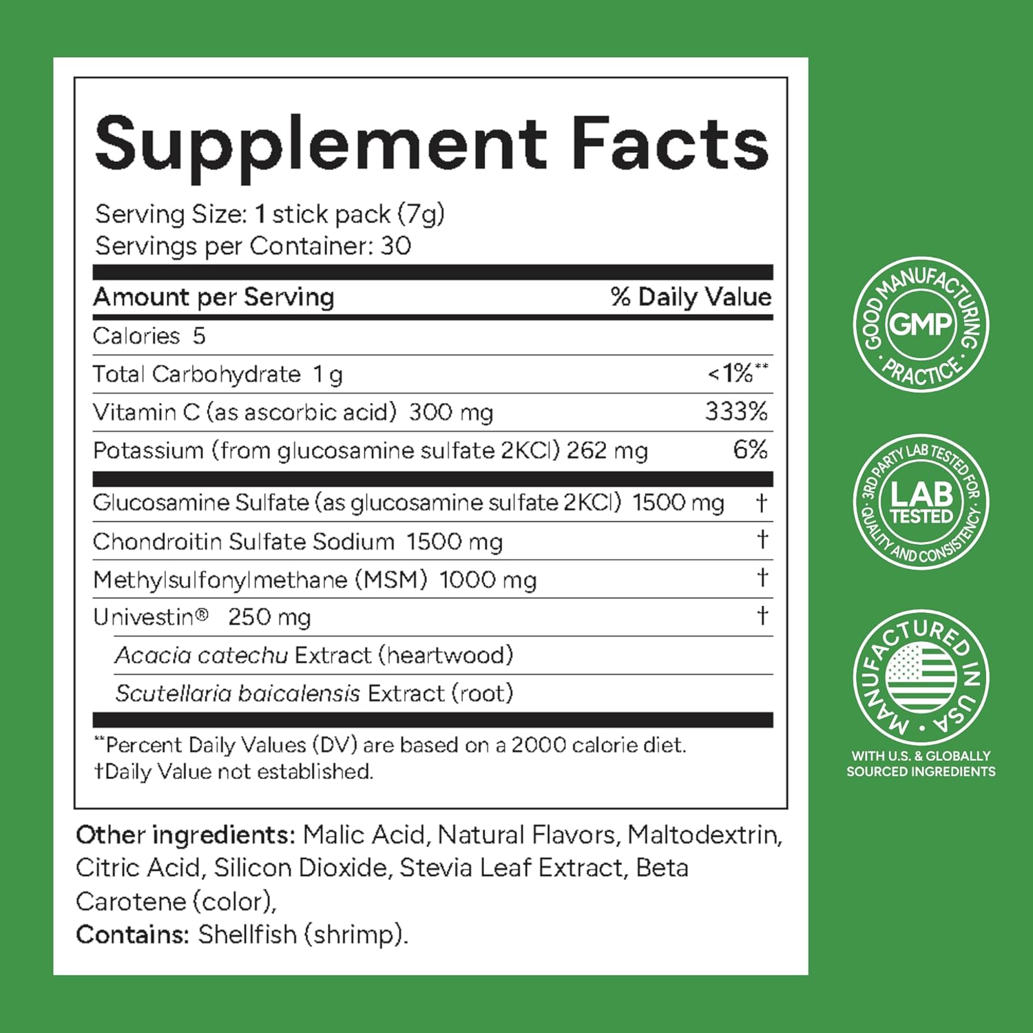 Univera RegeniCARE, Glucosamine, Chondroitin, MSM, Univestin, Joint Health, Joint Support, Easy to Carry (30-Day Supply, 7g x 30 Individual Packets)