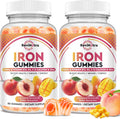 Iron Supplement Gummies for Adults & Kids - with Calcium, Zinc, Folate & Multivitamin - Blood Builder & Energy Support & Immune Health for Iron Deficiency, Anemia, Vegan -Peach & Mango Flavor,120ct