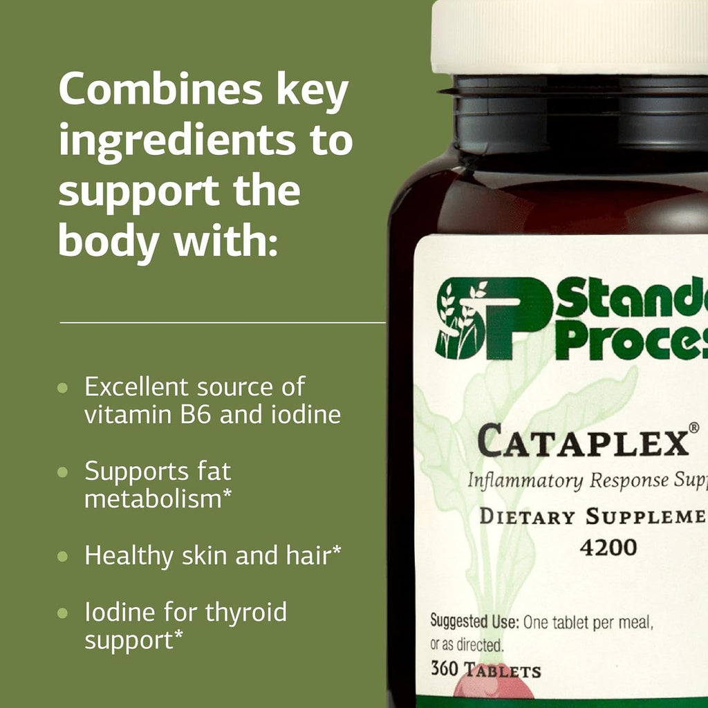 Standard Process Cataplex F - Whole Food Supplement, Thyroid Support, Metabolism, Skin Health, and Hair Health with Vitamin B6, Iodine, Flaxseed Oil - 360 Tablets