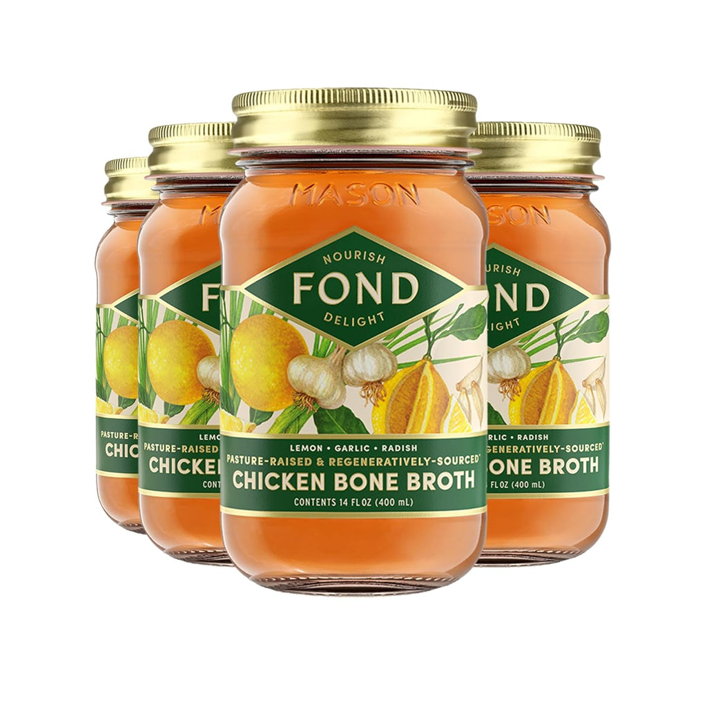 FOND Pasture-Raised Regenerative Chicken Bone Broth infused with Organic Lemon & Garlic