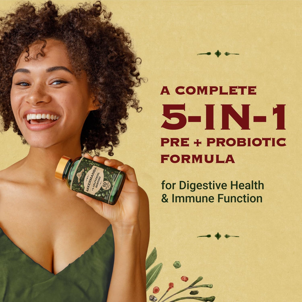 Akkermansia Muciniphila Probiotics and Prebiotics - GLP 1 Booster w/Lactobacillus Salivarius | Fiber Supplement Gut Health & Digestive Health | Women Probiotic Akkermansia Light (4)
