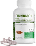 Bronson Cinnamon Plus Chromium Picolinate Supplement, High Potency Chromium, Non-GMO, 120 Vegetarian Capsules