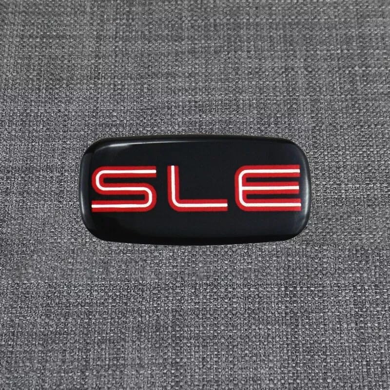 Pair Set SLE Emblems 3D Nameplate Sticker Badge Compatible with Sierra Suburban Yukon 1500 2500 3500 15036134 (Black Red)