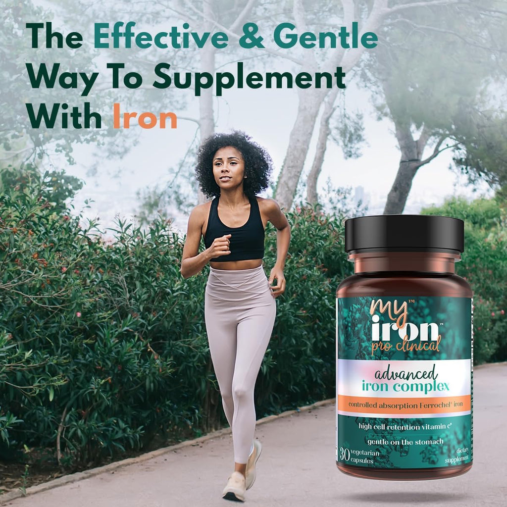 MyIron ProClinical by Purity Products - Iron (Ferrous Bisglycinate Chelelate) + Vitamin C (PureWay-C) - Gentle on The Stomach - Controlled Absorption - Promotes Healthy Red Blood Cells - 30 Count (1)