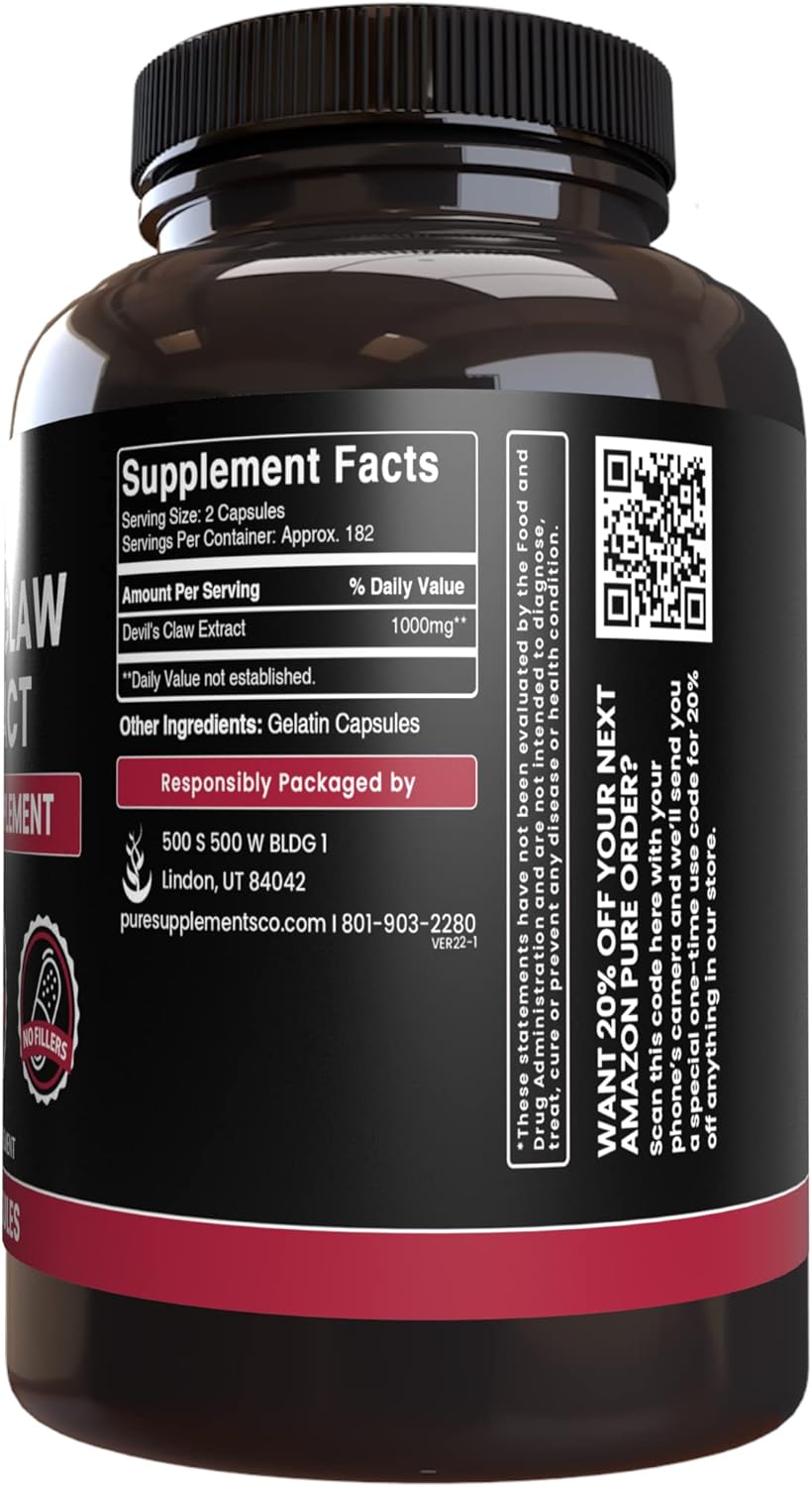 Pure Original Ingredients Devil's Claw (365 Capsules) No Magnesium Or Rice Fillers, Always Pure, Lab Verified