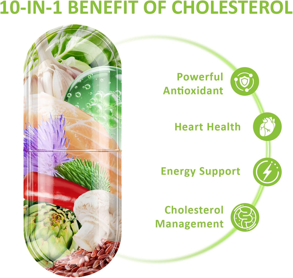 Cholesterol Lowering Supplements & Heart Support with Plant Sterols, Niacin, Red Yeast Rice, Cholesterol Supplements Support Normal Cholesterol Levels 180 Capsules