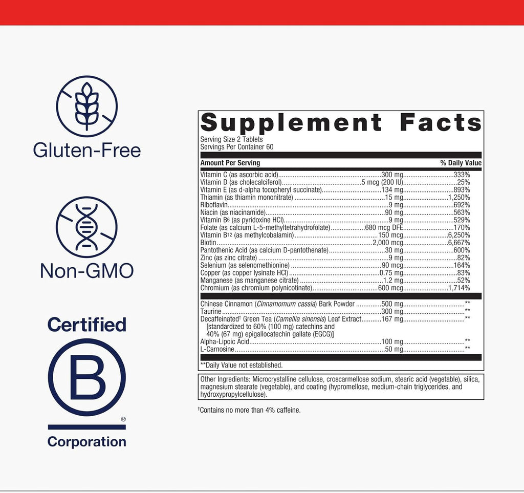 Metagenics MetaGlycemX - 100 mg Alpha-Lipoic Acid - Supports Carbohydrate Metabolism* - Antioxidant Support* - with Green Tea Extract - Non-GMO & Gluten-Free - 120 Count