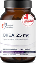 Designs for Health DHEA 25mg - DHEA Supplement for Men + Women - Supplement to Help Support Healthy Aging, Muscle Integrity, Energy + Hormonal Synthesis - Non-GMO (60 Capsules)