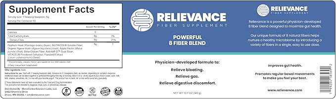 Fiber Supplement Two-Pack, Premium 8 Fiber Blend, Physician-Developed, Plant-Based, No Artificial Fillers or Sweeteners, Gluten-Free, Dairy-Free, 120 Servings, 4-Month Supply