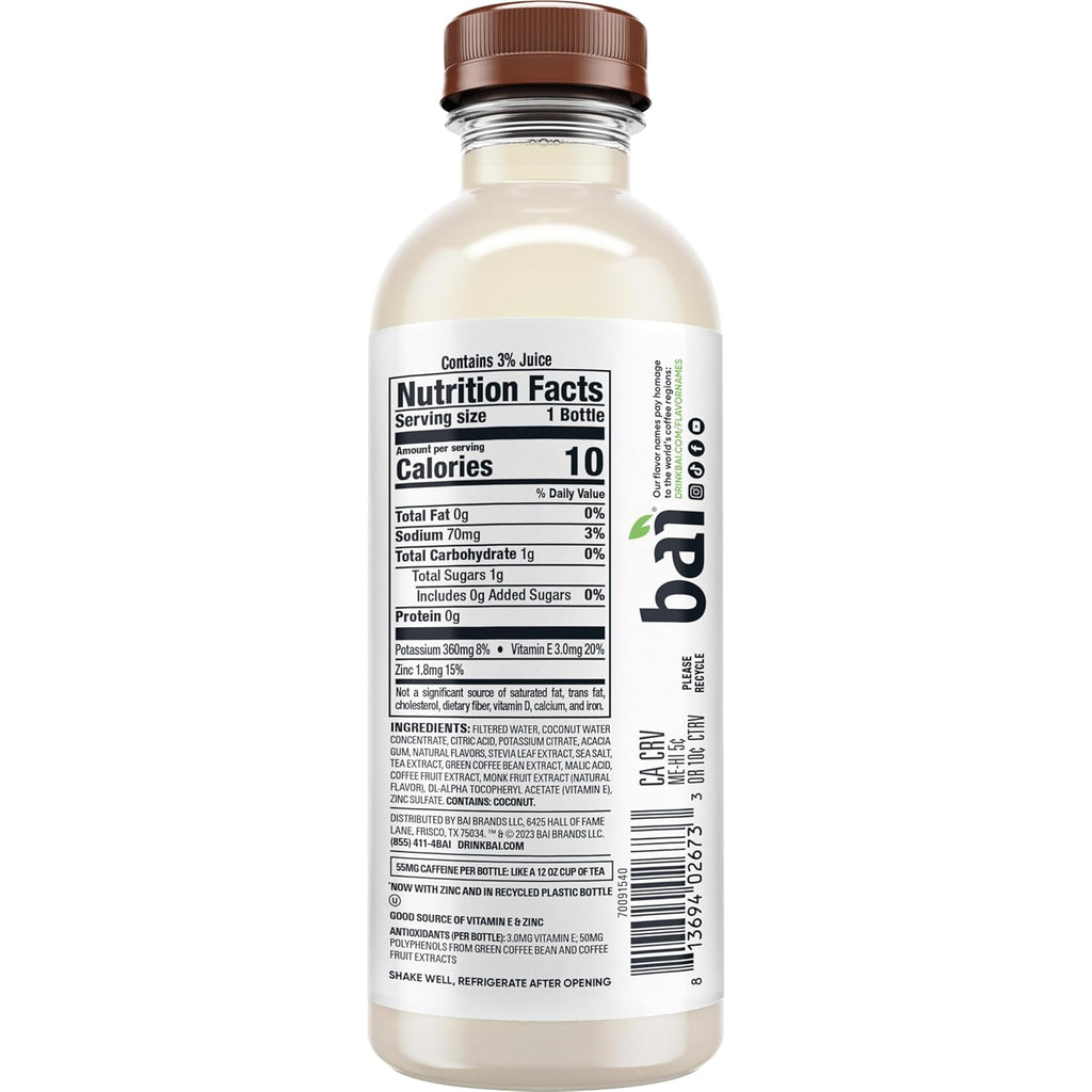 Bai Antioxidant Infused Water Beverage, Puna Coconut Pineapple, with Vitamin C and No Artificial Sweeteners, 18 Fluid Ounce Bottle, 6 Pack