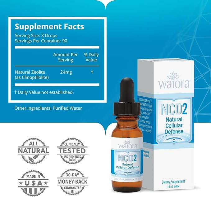 Waiora NCD2 Liquid Mineral Supplement, Advanced Cellular Support Formula, Daily Digestive & Detox, Immune, pH Balance, Cleansing; Easy-to-Use Drops (Two .5 oz Bottles, 180 serv)