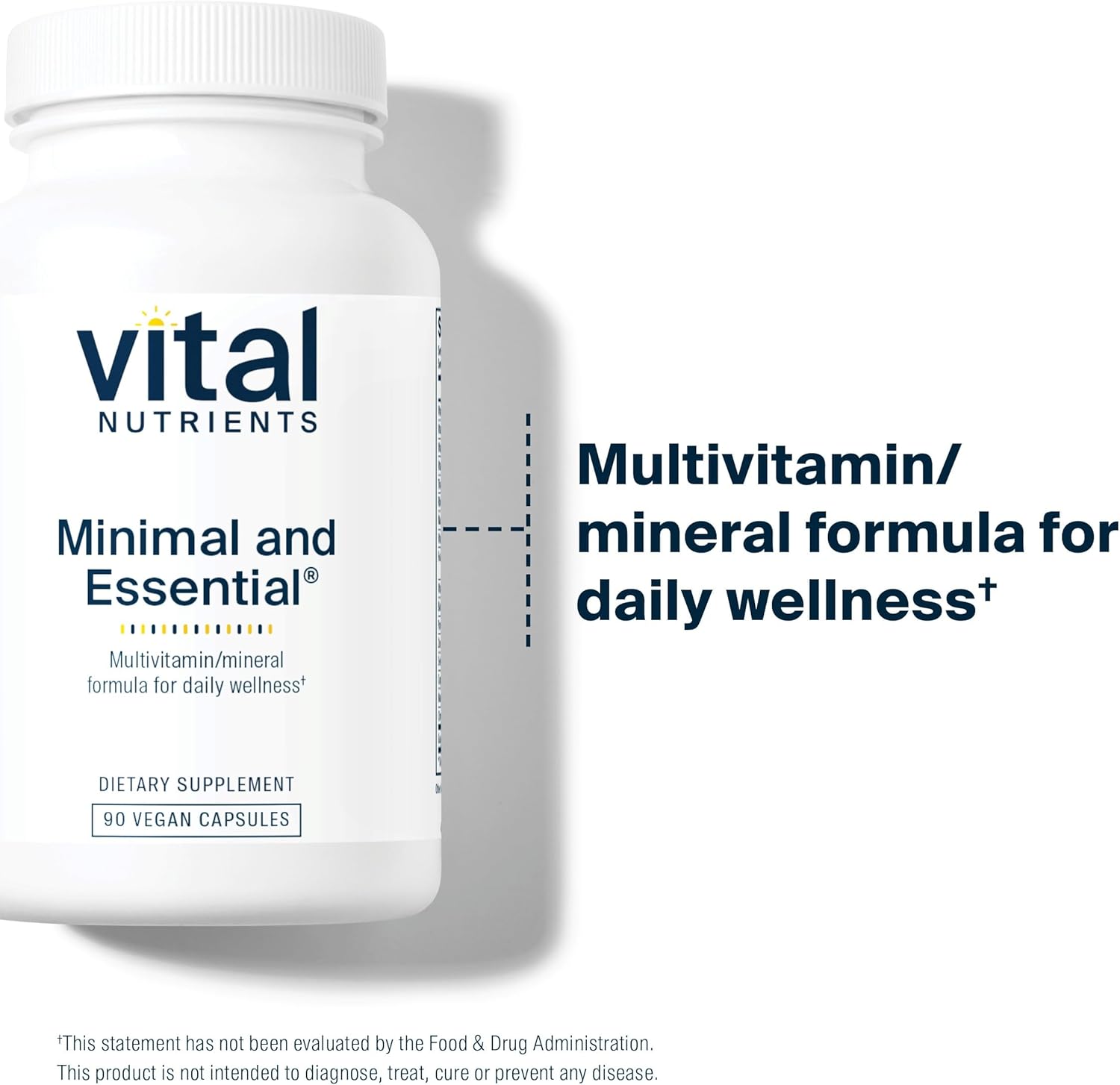 Vital Nutrients Minimal and Essential Multivitamin | Vegetarian One per Day Multi Vitamin, Mineral, & Antioxidant Supplement* | Iron-Free | Gluten, Dairy, Soy Free | Non-GMO | 90 Capsules