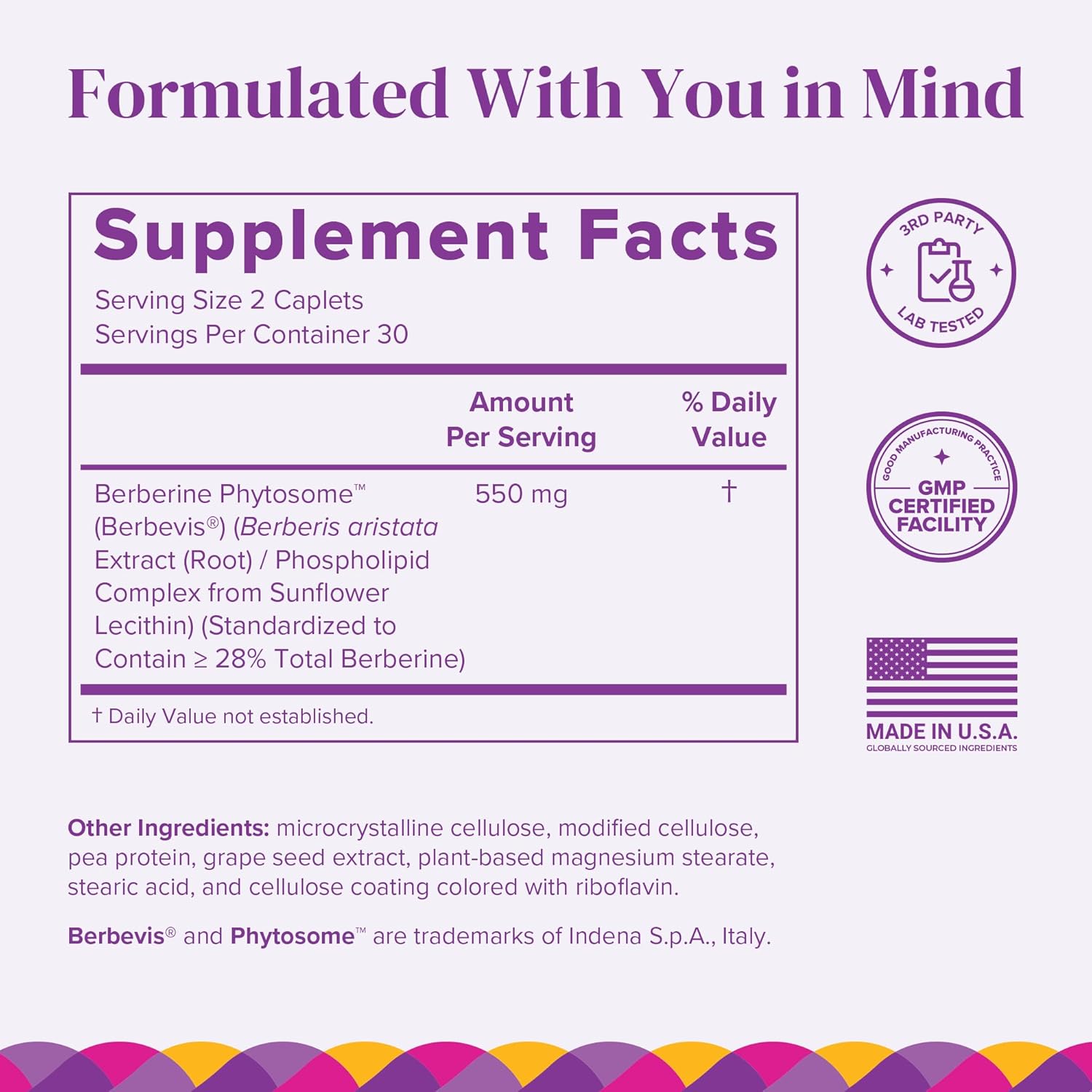 Barimelts Berberine Phytosome 550mg for GLP-1 Users and Bariatric Patients - Metabolism Support - 60 Smooth-Coated Caplets (1-Month Supply)