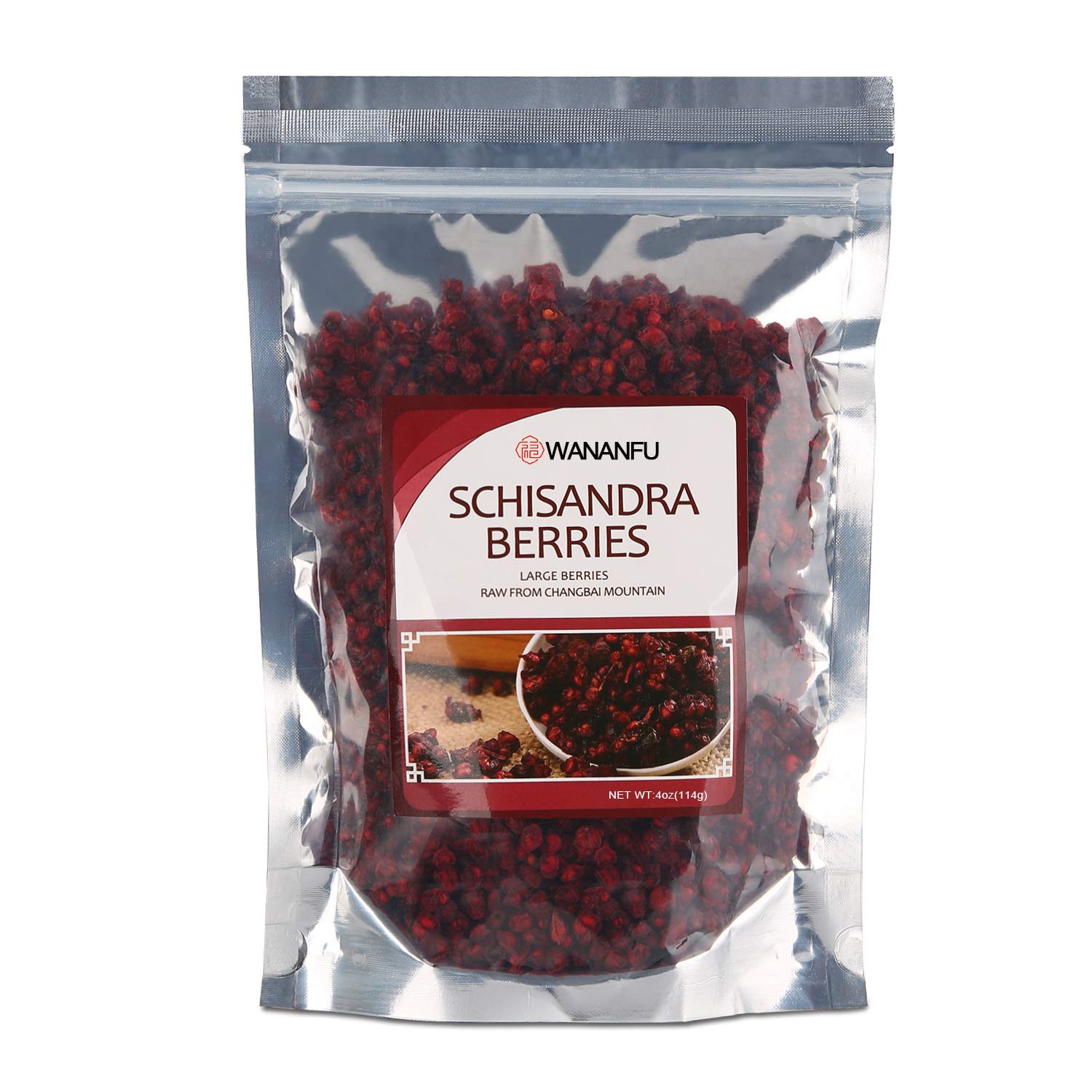 Wananfu Schisandra Berry Dried 4oz, Schizandra Berries for Tea, Wuweizi (北五味子)