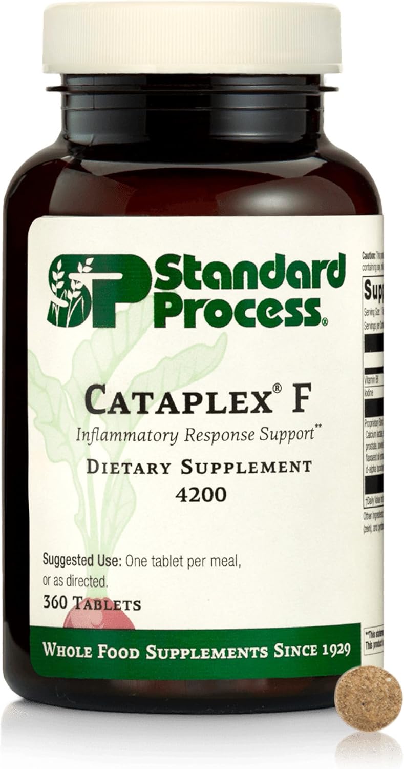 Standard Process Cataplex F - Whole Food Supplement, Thyroid Support, Metabolism, Skin Health, and Hair Health with Vitamin B6, Iodine, Flaxseed Oil - 360 Tablets