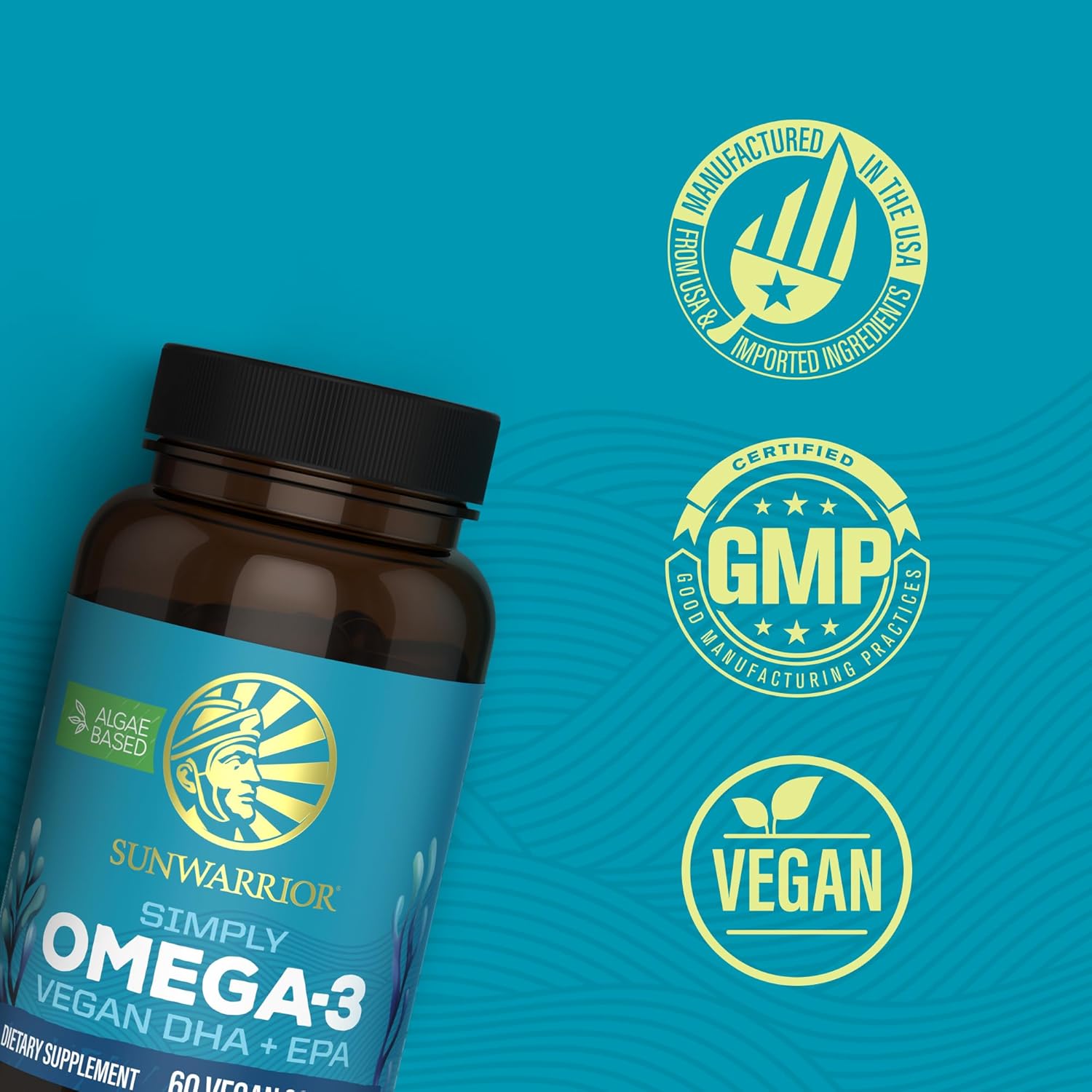 Vegan Omega 3 Algae Oil Plant-Based DHA & EPA from Algae Oil | 550mg Omega-3s per Softgel with 300mg DHA & 150mg EPA | Heart, Brain, & Vision Support | Non-GMO Carrageenan-Free Sustainable 30 Servings