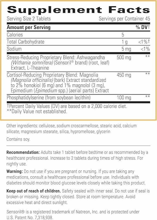 Integrative Therapeutics Cortisol Manager - Balance Cortisol & Support Relaxation for Restful Sleep* - Includes Ashwagandha & L-Theanine for Confidence with Less Stress* - 90 Tablets (45 Servings)