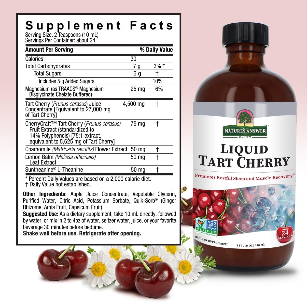 Nature's Answer Tart Cherry 8 Ounce Liquid | Promotes Recovery & Sleep | Rich in Anthocyanins | Non GMO | Gluten Free | Vegan